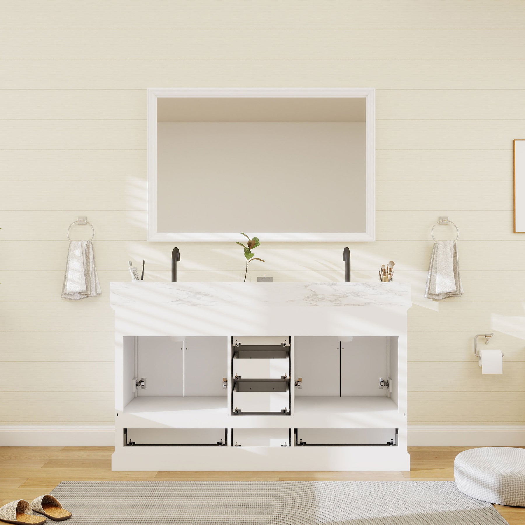 Nobilis 60" Freestanding Double Vanity Cabinets with Symmetrical Layout