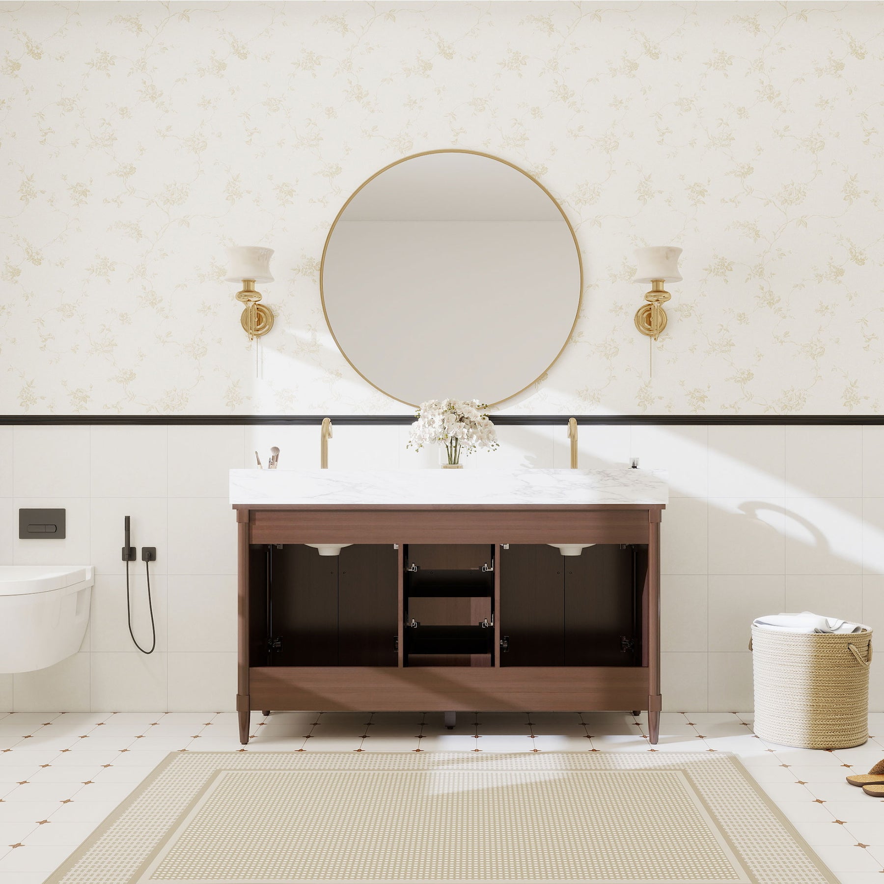 Vantara 60" Freestanding Double Vanity Cabinets with Fluted Texture