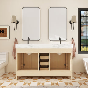 Canyon 60" Freestanding Double Vanity Cabinet with Curved Design
