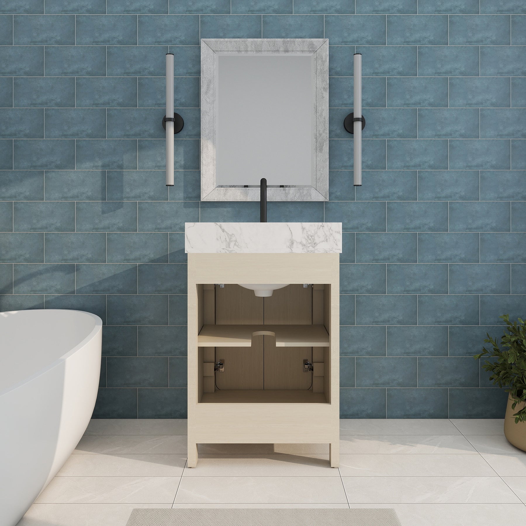 Canyon 24" Freestanding Single Vanity Cabinet with Curved Design