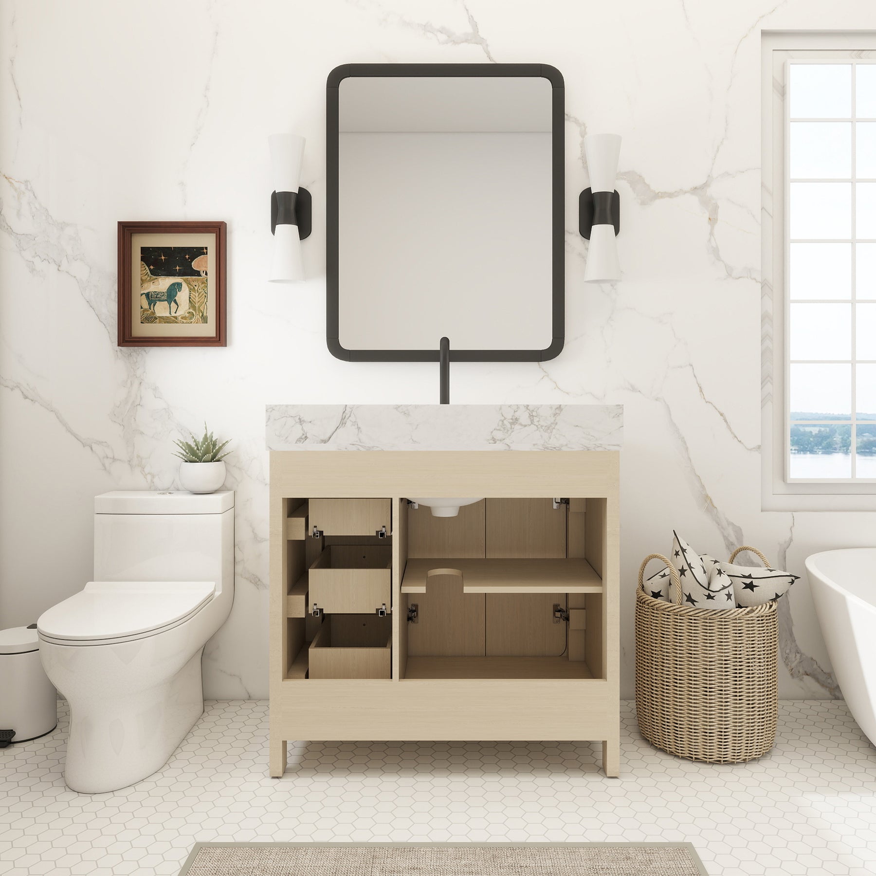 Canyon 36" Freestanding Single Vanity Cabinet with Curved Design