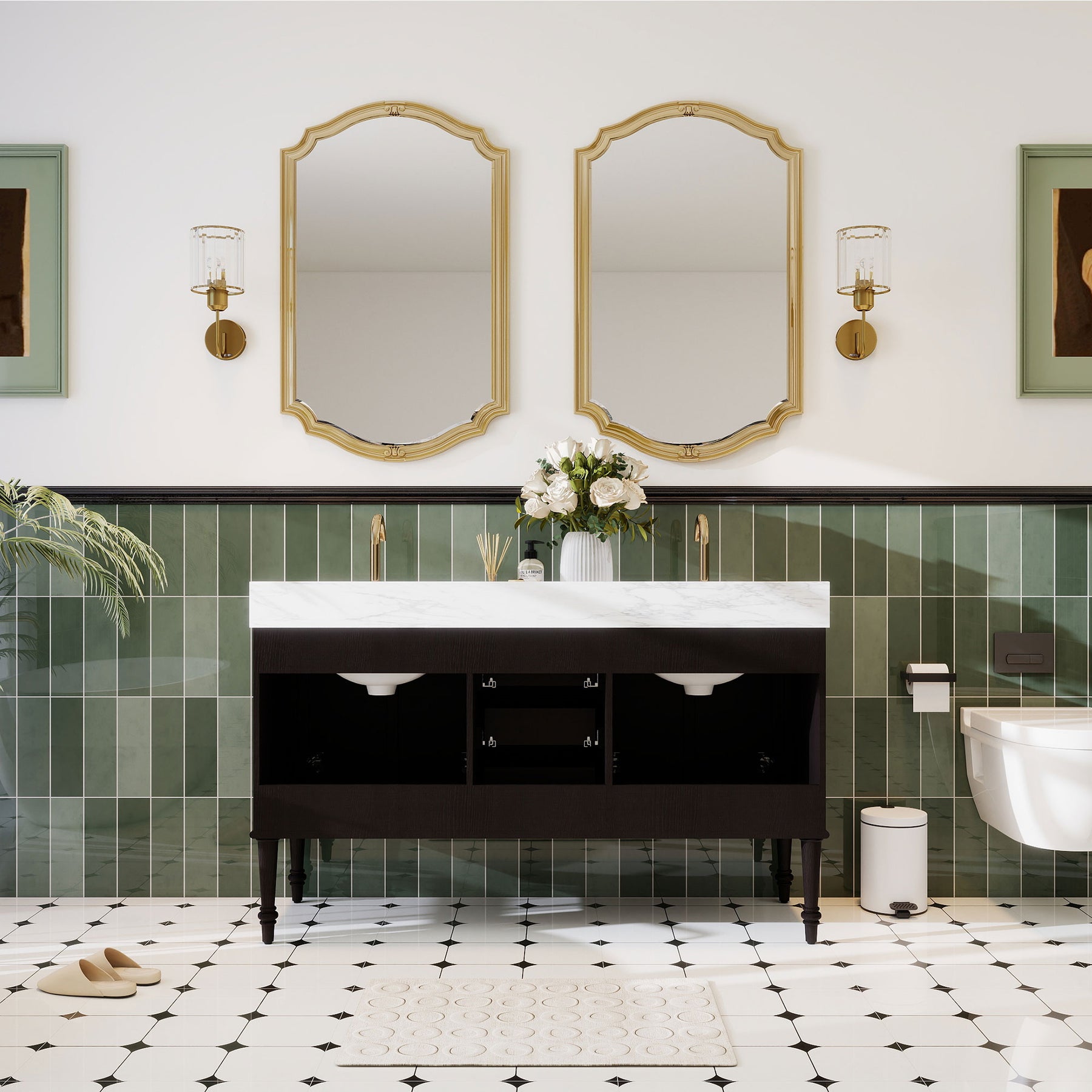 Verve 60" Freestanding Double Vanity Cabinets with Wall Mounted Options