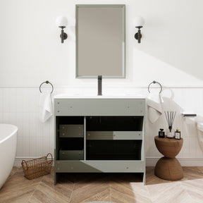 Waterfall 36’’ RTA Freestanding Vanity Cabinet Base with Vertical Striped Decor (Countertop & Sink Not Included) 浴室柜