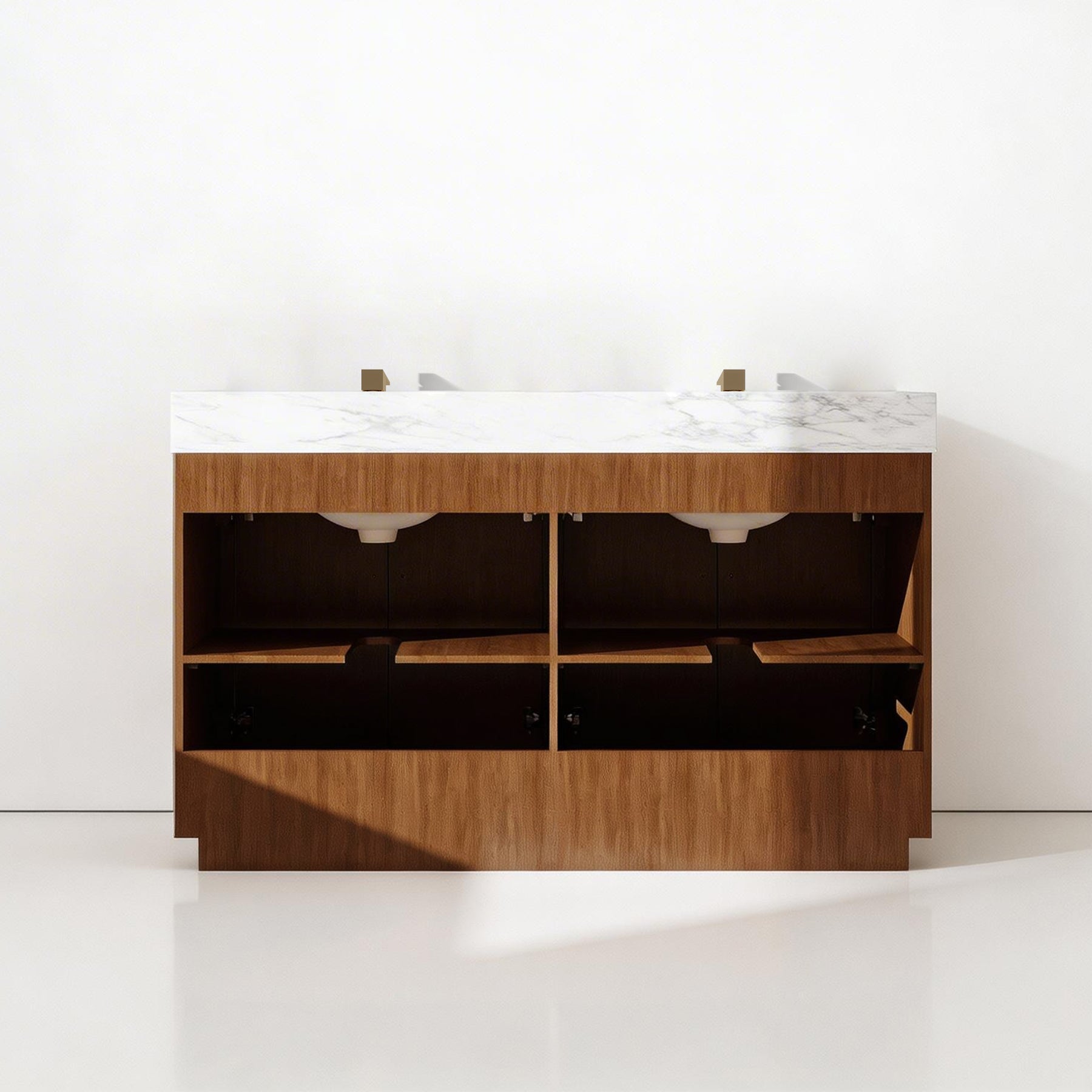 Zoom 60" Freestanding Double Vanity Cabinets with Chevron Pattern