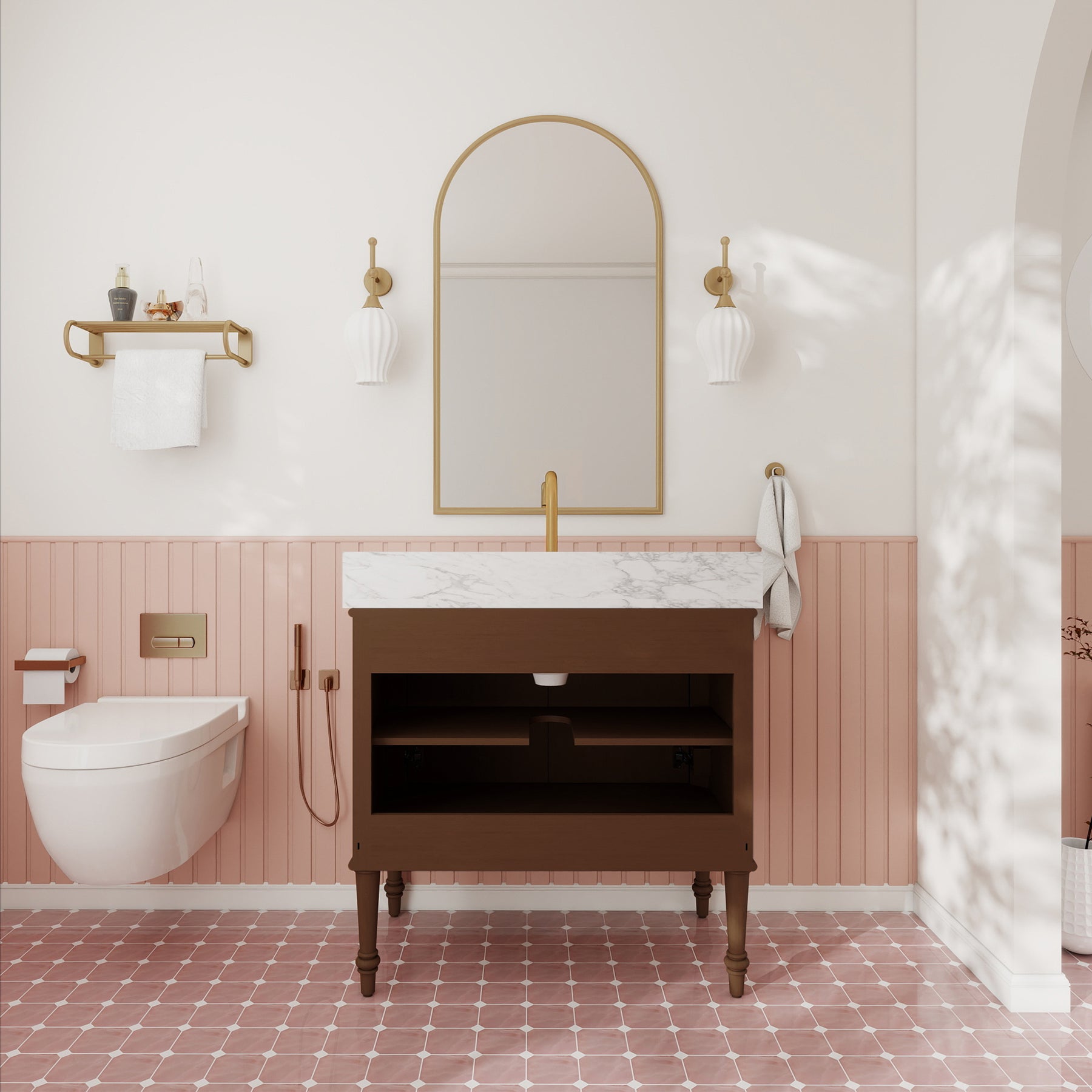 Verve 36" Freestanding Single Vanity – Bath Cabinet with Solid Wood, Artificial Stone Top (2 Doors, Assembled)