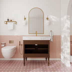 Verve 36" Freestanding Single Vanity – Bath Cabinet with Solid Wood, Artificial Stone Top (2 Doors, Assembled)