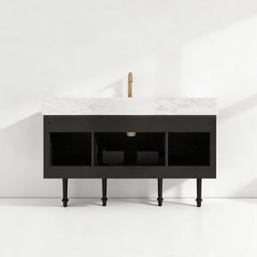 Modish 48" Wall Mounted Single Vanity Cabinet with Solid Wood Legs, Pre-Assembled, Freestanding & Floating 2 Installation Ways