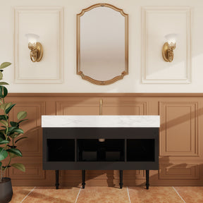 Modish 48" Wall Mounted Single Vanity Cabinets with Solid Wood Legs