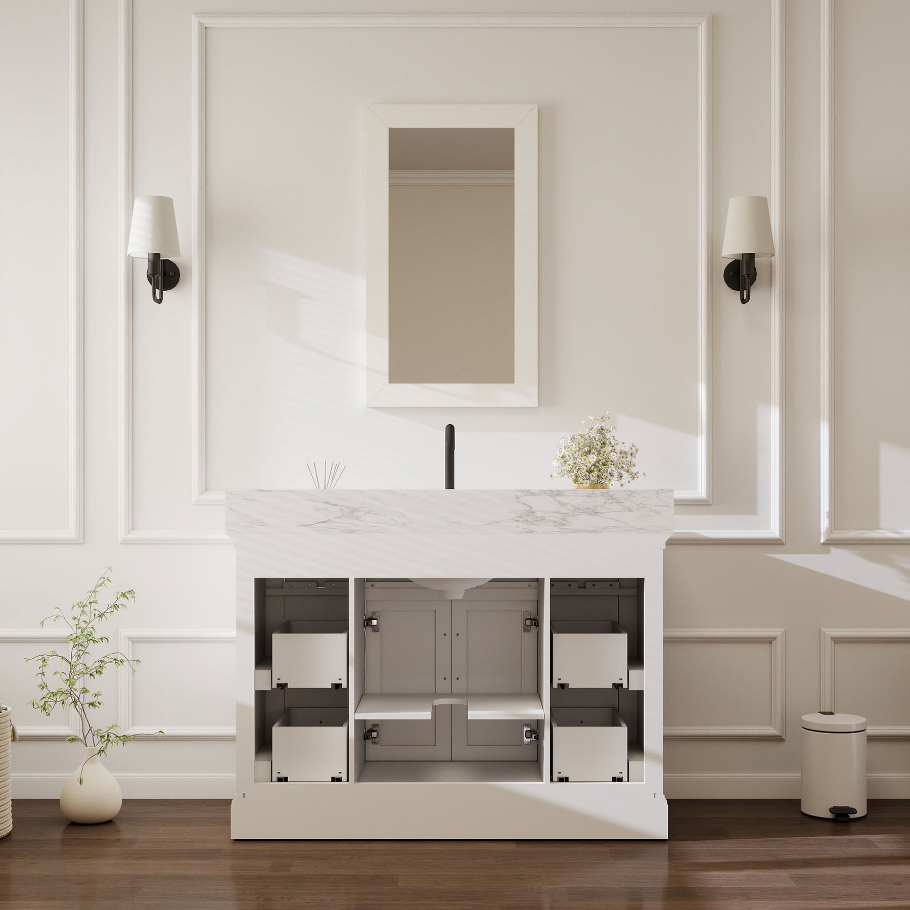 Acro 48" Freestanding Single Vanity Cabinets with Arch Feet
