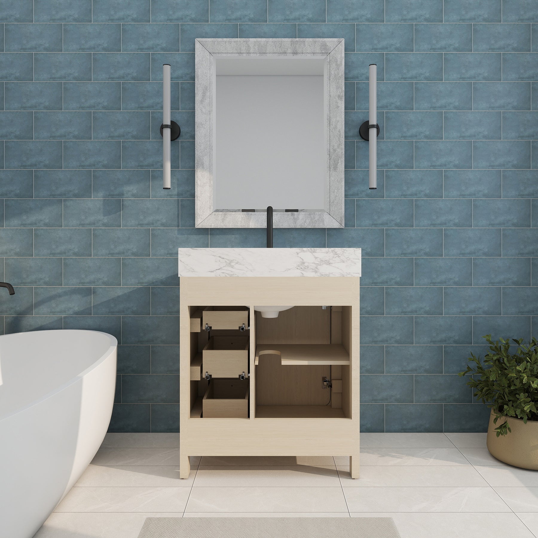 Canyon 30" Freestanding Single Vanity Cabinet with Curved Design
