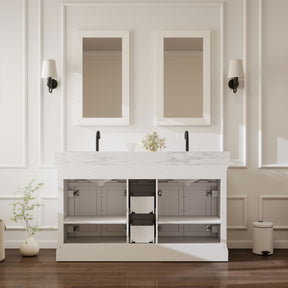 Acro 60" Freestanding Double Vanity Cabinets with Arch Feet