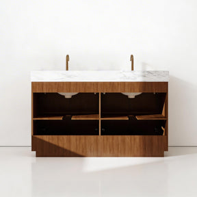 Zoom 60" Freestanding Double Vanity Cabinets with Chevron Pattern