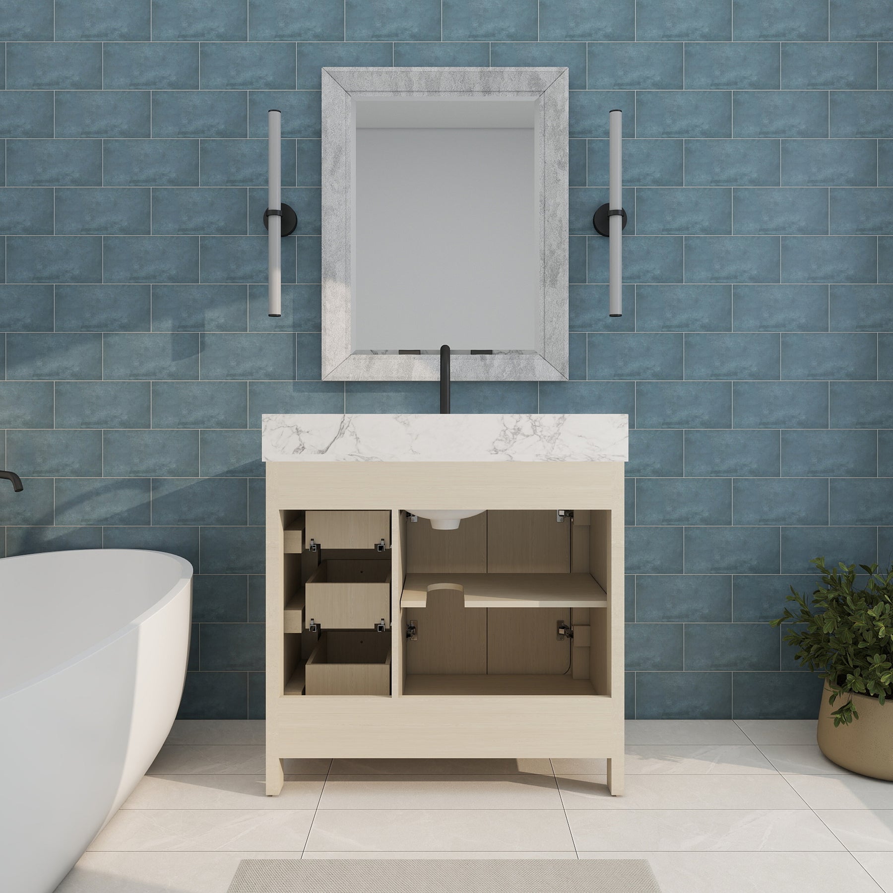 Canyon 36" Freestanding Single Vanity Cabinet with Curved Design
