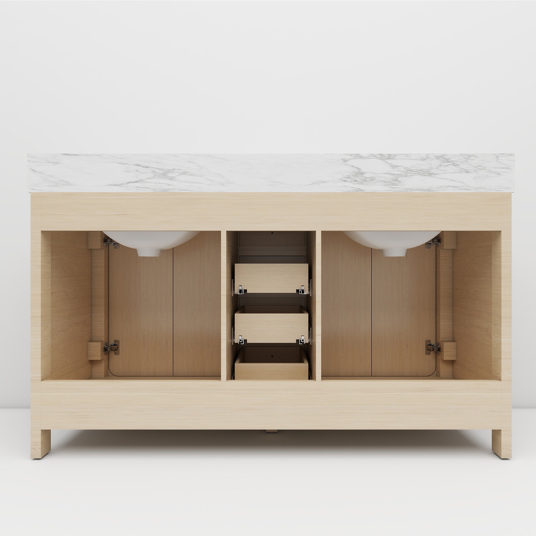 Canyon 60" Freestanding Double Sink Bathroom Vanity with Curved Design