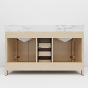 Canyon 60" Freestanding Double Sink Bathroom Vanity with Curved Design