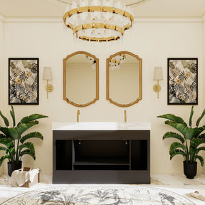 Opuluxe 60" Freestanding Double Vanity Cabinets with Curved Design