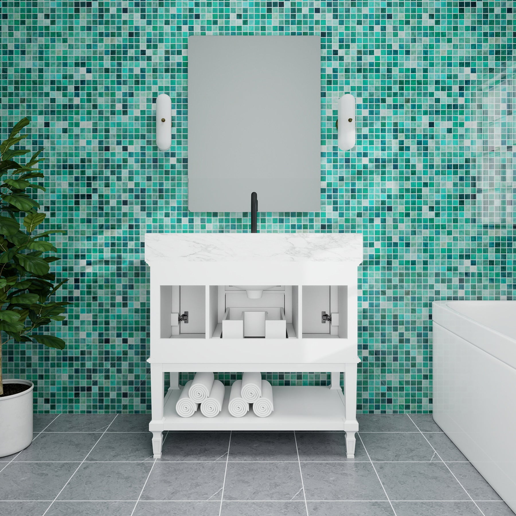 Bosun 36" Freestanding Single Vanity Cabinet with Reliable Storage & Solid Frame