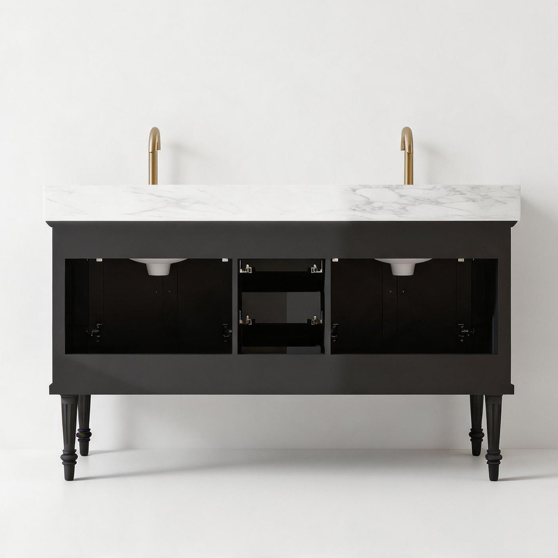 Elara 60" Freestanding Double Vanity Cabinets with Solid Wood Legs