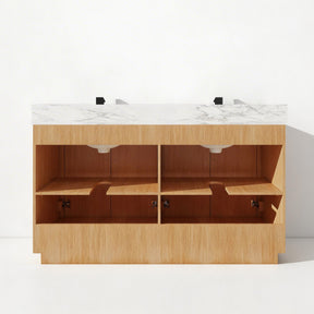 Zoom 60" Freestanding Double Vanity Cabinets with Chevron Pattern