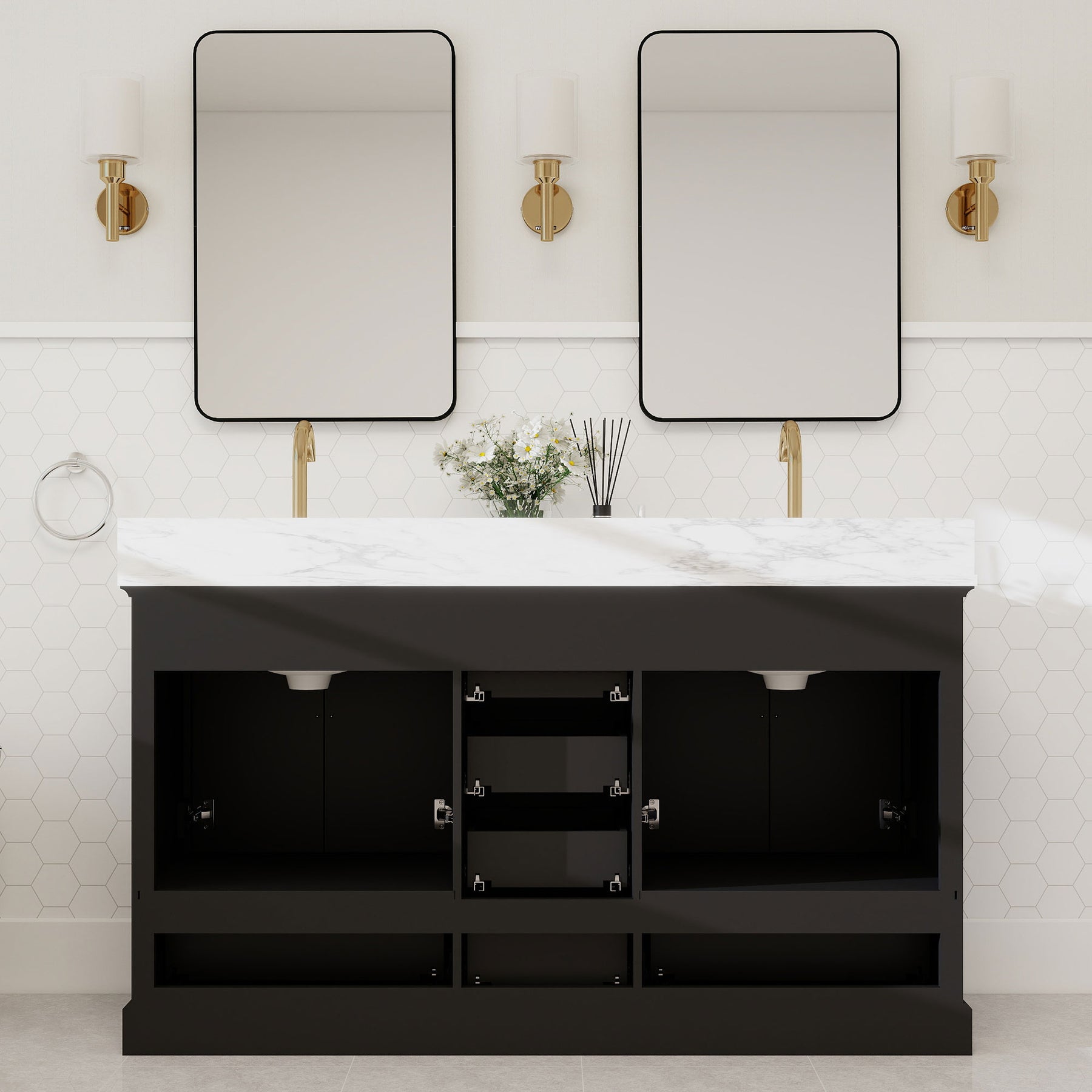 Nobilis 60" Freestanding Double Vanity Cabinets with Symmetrical Layout