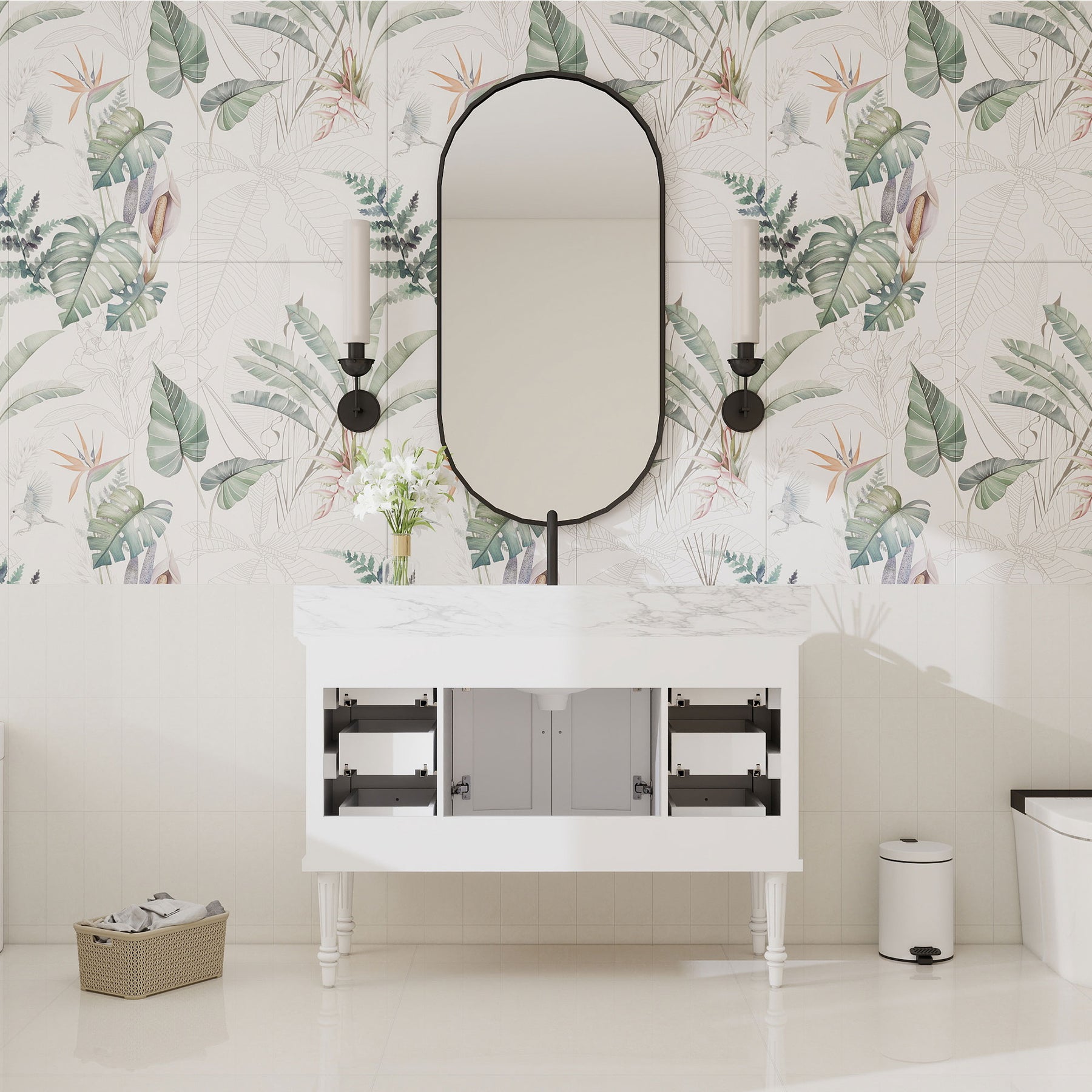 Elara 48" Freestanding Single Vanity  Cabinets with Solid Wood Legs