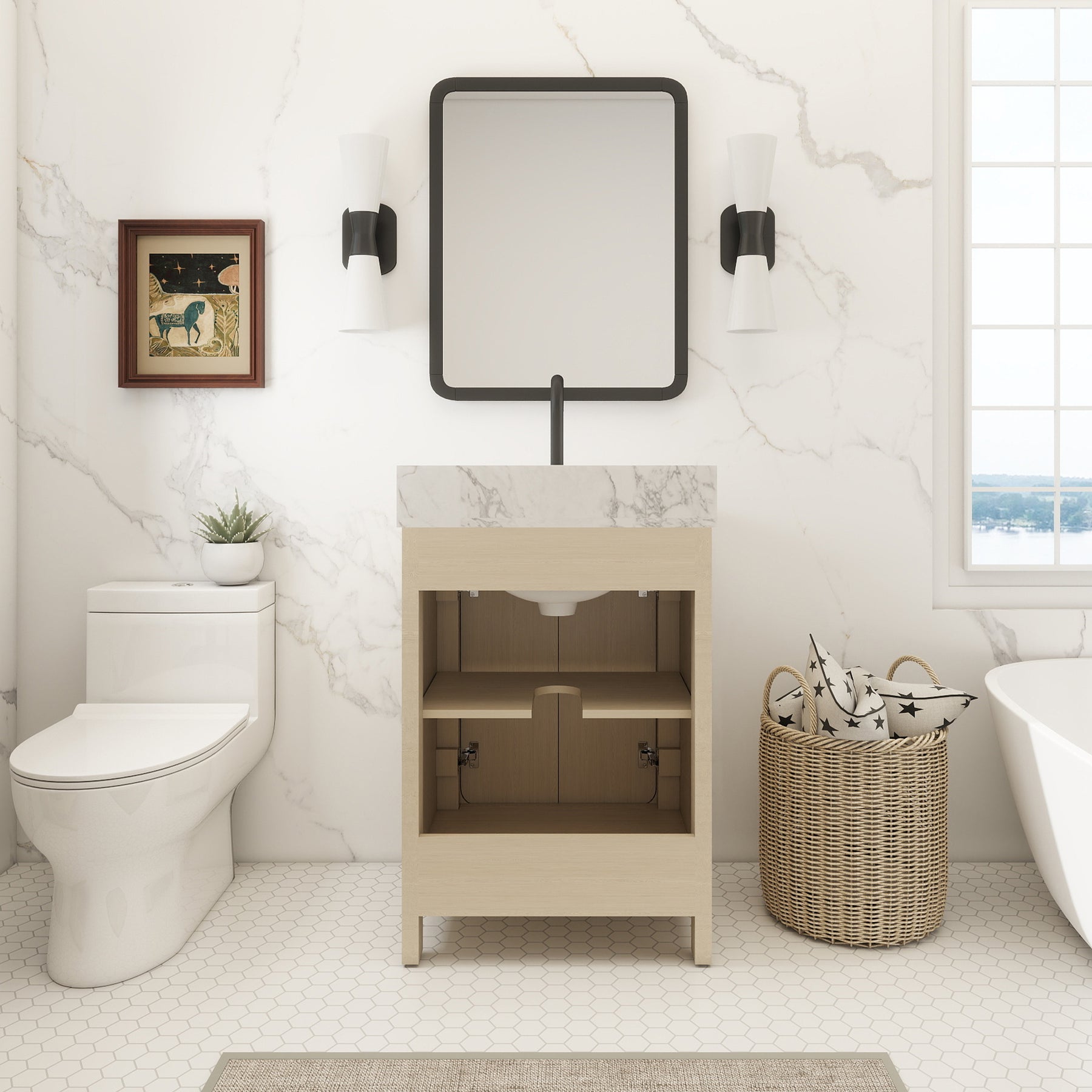 Canyon 24" Freestanding Single Vanity Cabinet with Curved Design