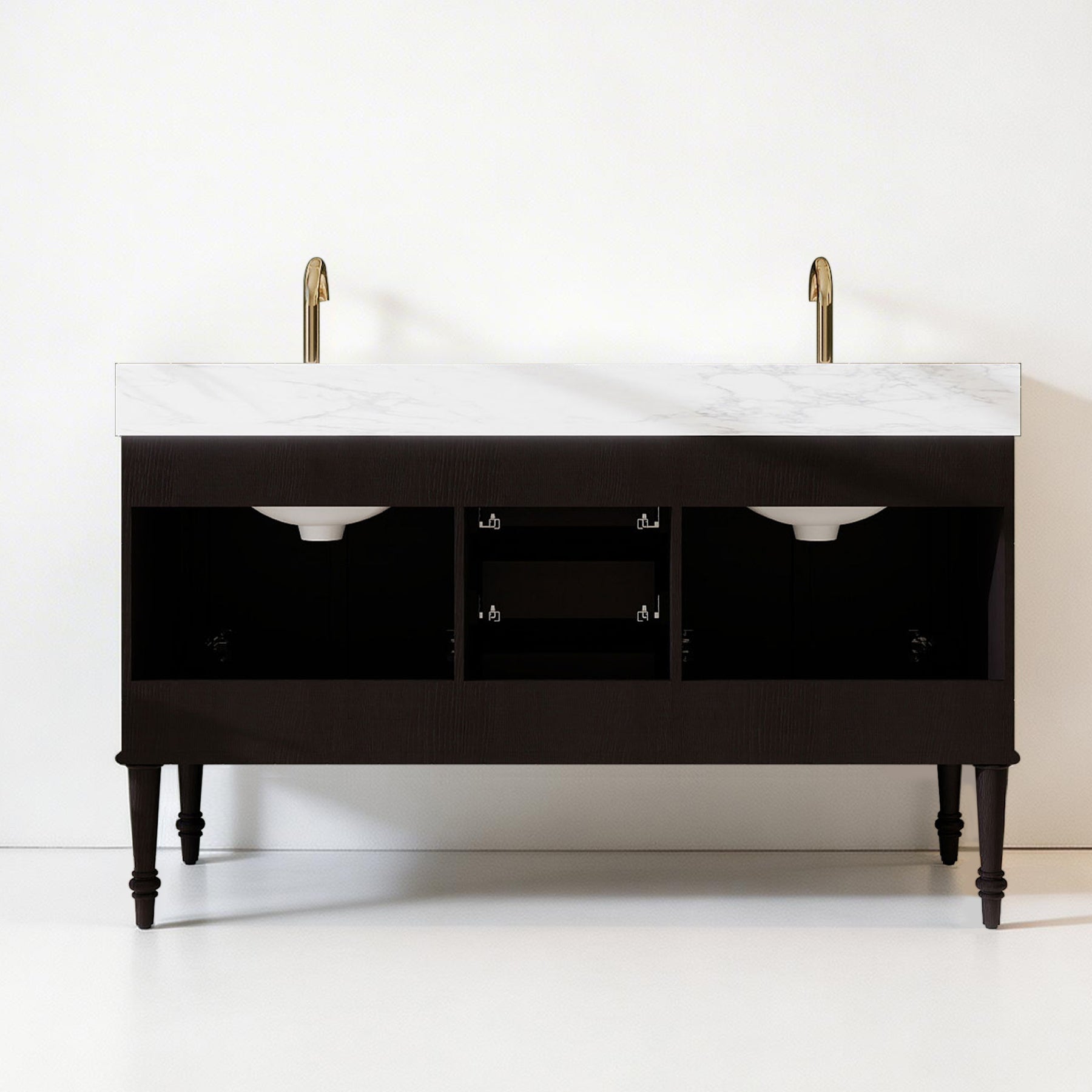 Verve 60" Freestanding Double Vanity - Bath Cabinet with Solid Wood, Artificial Stone Top(Assembled)
