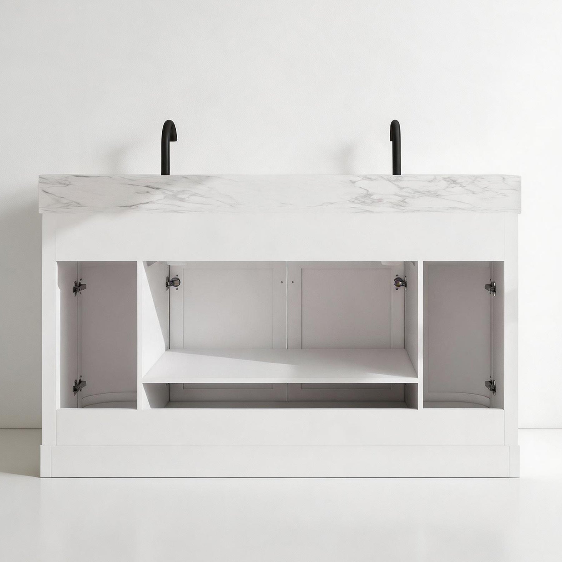 Opuluxe 60" Freestanding Double Vanity Cabinets with Curved Design