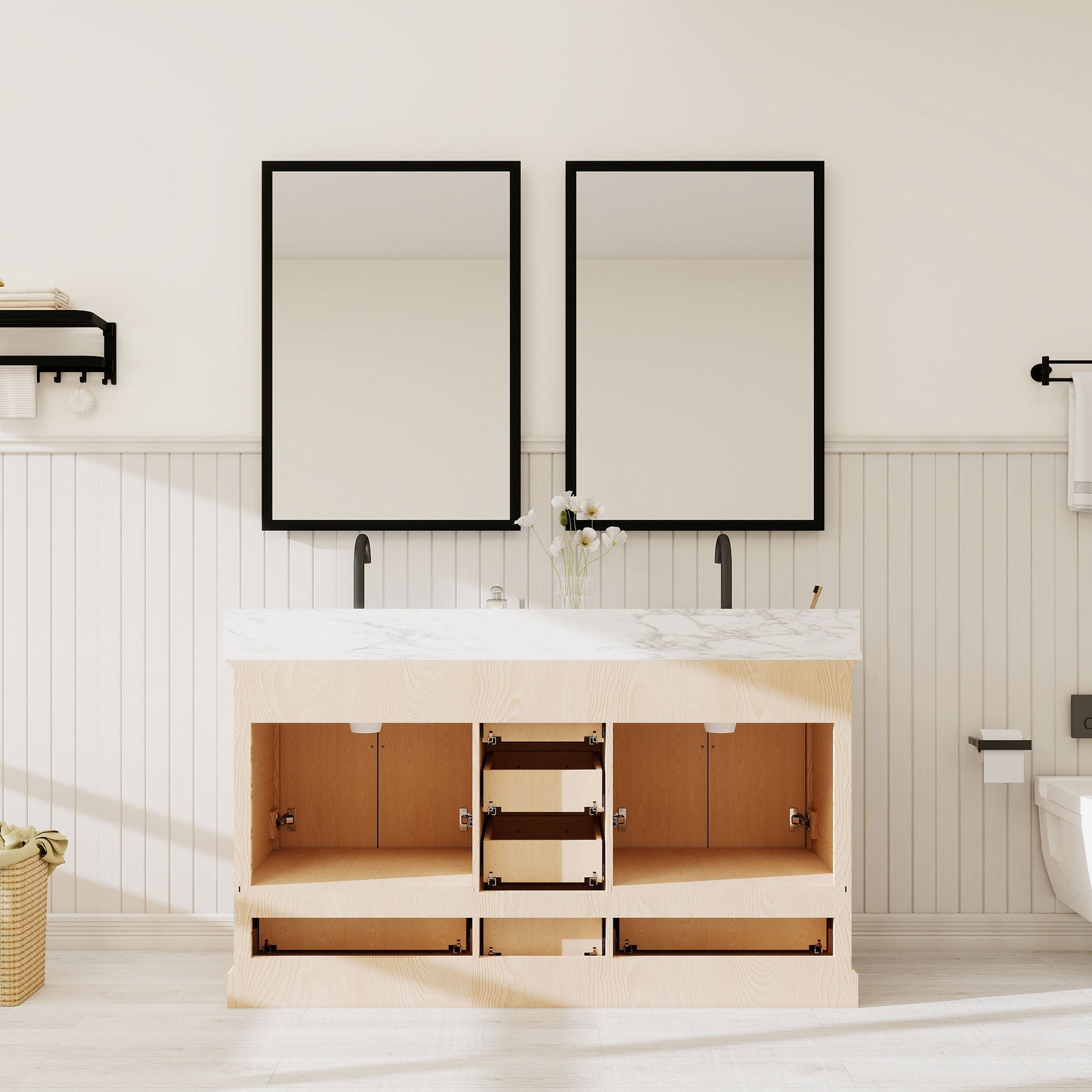 Nobilis 60" Freestanding Double Vanity Cabinets with Symmetrical Layout