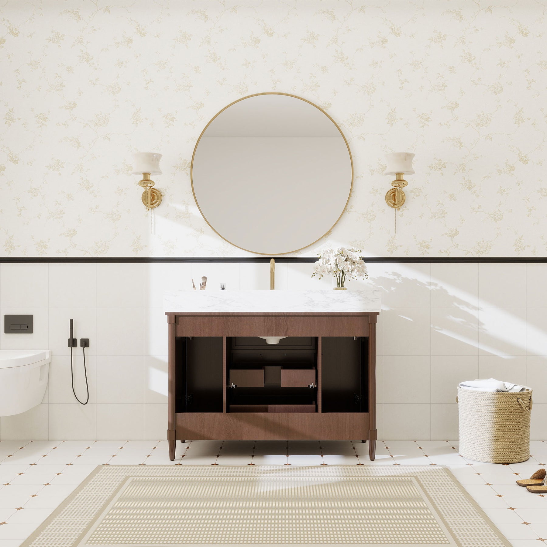 Vantara 48" Freestanding Single Vanity Cabinets with Fluted Texture