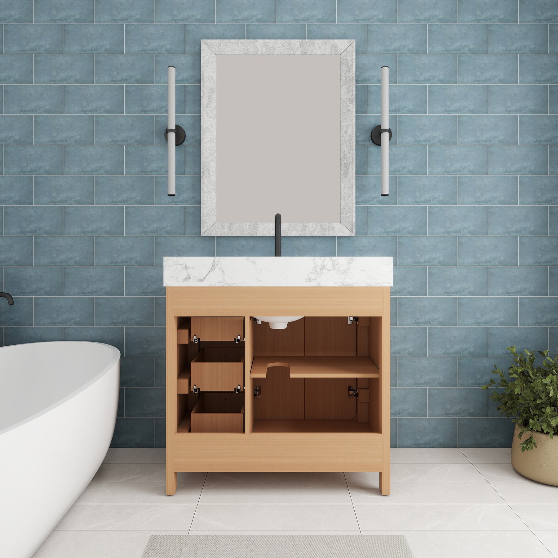 Canyon 36" Freestanding Single Vanity Cabinet with Curved Design