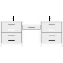 Dualis 84" Freestanding Double Vanity Cabinets with Middle Makeup Desk