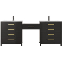 Dualis 84" Freestanding Double Vanity Cabinets with Middle Makeup Desk