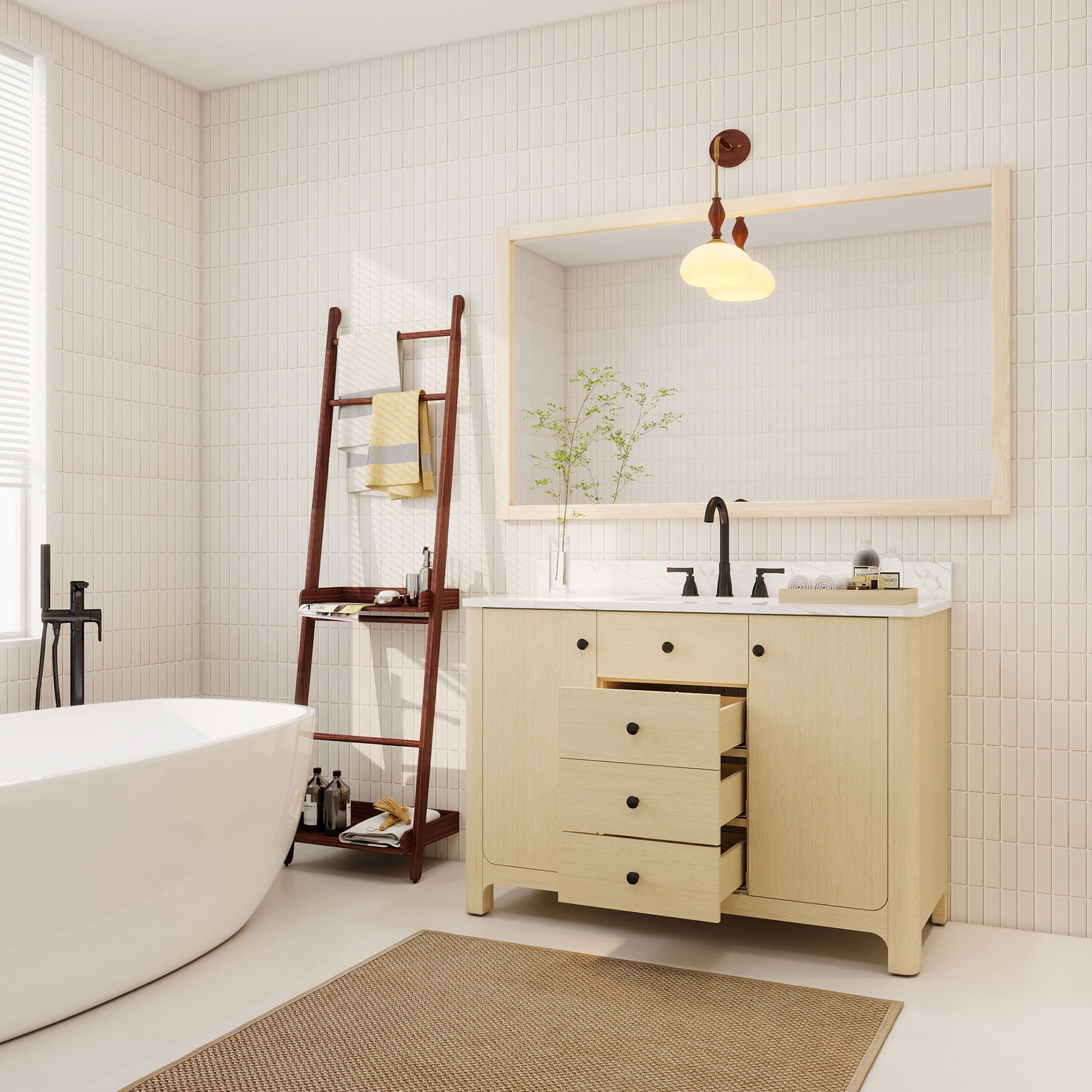 Canyon 48" Freestanding Single Vanity Cabinets with Curved Design