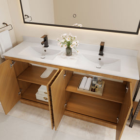 Zoom 60" Freestanding Double Vanity Cabinets with Chevron Pattern