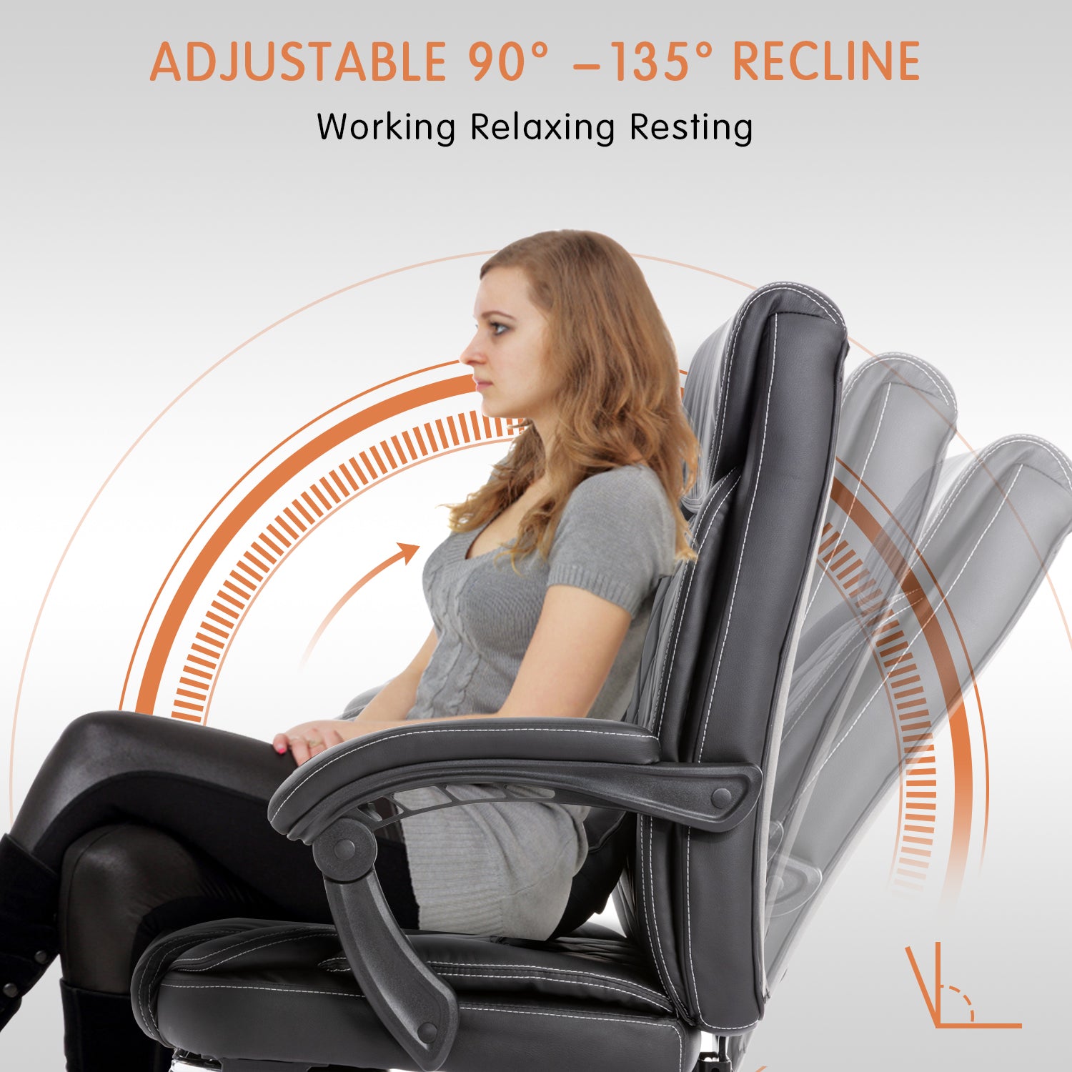 Eclife Massage Office Chair with Heated, Diamond-Stitched Cushion Leather Office Chair