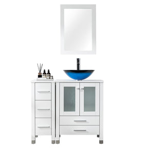 Classic 36" White Freestanding Bathroom Vanity Combo with Single Sink & Mirror