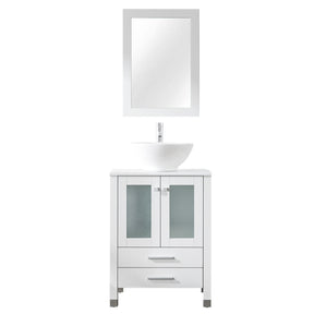 Classic 24" White Freestanding Bathroom Vanity Combo with Single Sink & Mirror