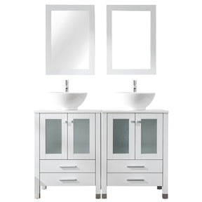 Classic 48" White Freestanding Bathroom Vanity combo with Double  Sinks & Mirrors