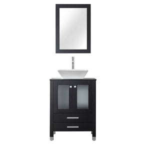 Classic 24" Black Freestanding Bathroom Vanity Combo with Single Sink & Mirror