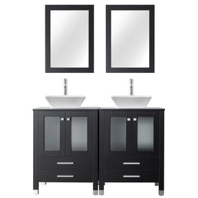 Classic 48" Black Freestanding Bathroom Vanity combo with Double  Sinks & Mirrors
