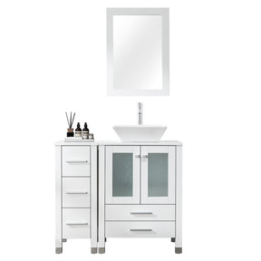 Eclife 36" Bathroom Vanity Sink Combo, Solid Wood Construction and Painted Frame - White