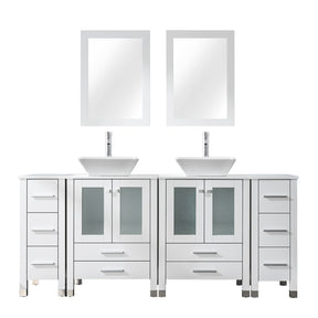 Eclife 72" Double Bathroom Vanity Sink Combos, Solid Wood Construction and Painted Frame - White