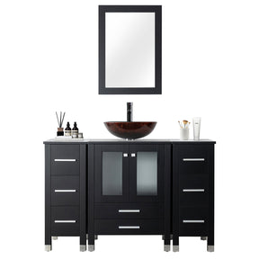 Classic 48" Black Freestanding Bathroom Vanity side cabinet combo with Single Sink & Mirror