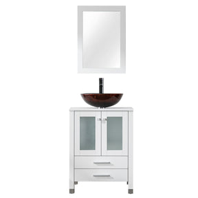 Eclife 24" Bathroom Vanity Solid Wood Construction & Painted Frame W/Mirror - White