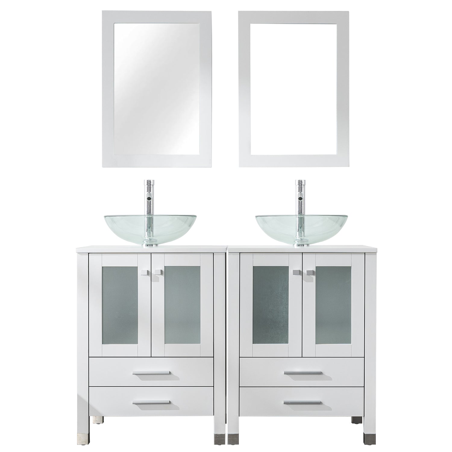 Eclife 48" Double Bathroom Vanity Sink Combos with Solid Wood Construction and Painted Frame - White
