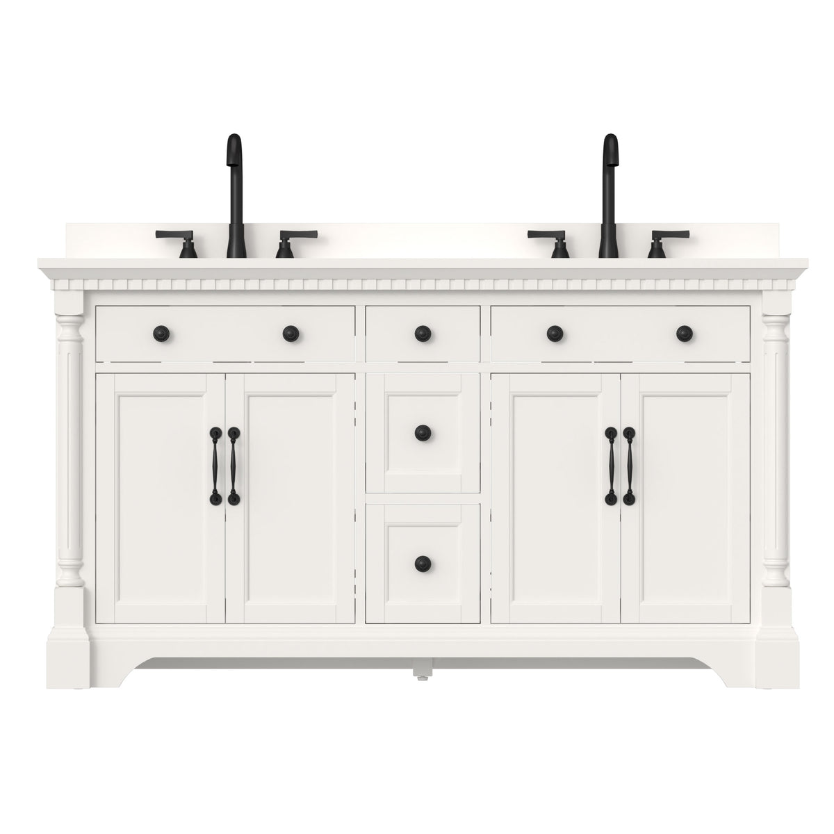 Acro 60" Freestanding Double Vanity Cabinets with Arch Feet