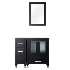 Eclife 36" Bathroom Vanity Sink Combo with Side Cabinet, Solid Wood Construction and Painted Frame - Black