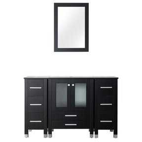 Eclife 48" Morden Bathroom Vanity Combo W/Side Cabinet, Solid Wood Construction and Painted Frame - Black