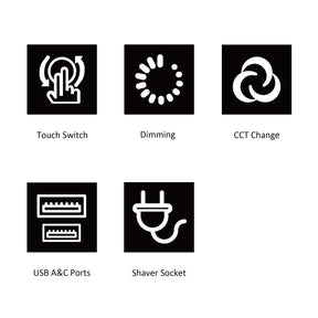 CM-005C 42" Large LED Medicine Cabinet Mirror in Aluminum (with Charging Ports)